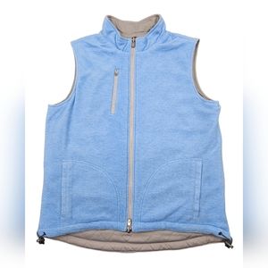 Peter Millar Men's Grey & Blue Reversible Lined Full Zip Large Golf Vest Jacket
